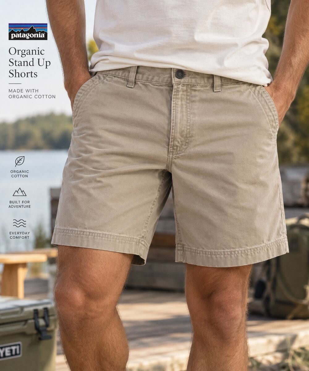 Patagonia Organic Stand Up Shorts Men’s 32 Khaki Canvas 7” NWOT